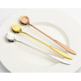 Maxbell Long Handle Stainless Steel Coffee Dessert Spoon Ladle Gold Rose - Aladdin Shoppers