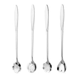 Maxbell Long Handle Stainless Steel Coffee Dessert Spoon Ladle Silver Sakura - Aladdin Shoppers