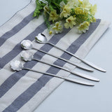 Maxbell Long Handle Stainless Steel Coffee Dessert Spoon Ladle Silver Sakura - Aladdin Shoppers