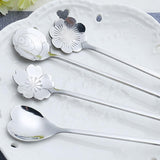 Maxbell Long Handle Stainless Steel Coffee Dessert Spoon Ladle Silver Sakura - Aladdin Shoppers