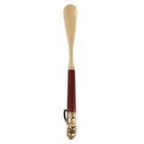 Maxbell Long Metal Shoe Horn With Schima Wood Handle And Solid Brass Lion Head 32cm（12.60in） - Aladdin Shoppers