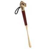 Maxbell Long Metal Shoe Horn With Schima Wood Handle And Solid Brass Lion Head 32cm（12.60in） - Aladdin Shoppers