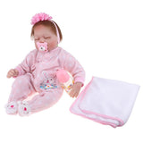 Maxbell Lovely 22inch Reborn Doll Soft Silicone Newborn Baby Doll with Clothes Pink - Aladdin Shoppers