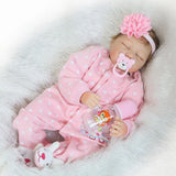 Maxbell Lovely 22inch Reborn Doll Soft Silicone Newborn Baby Doll with Clothes Pink - Aladdin Shoppers