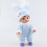 Maxbell Lovely Plush Jumpsuit Hat Suit for 25cm Mellchan Baby Doll Accessories Blue - Aladdin Shoppers