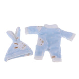 Maxbell Lovely Plush Jumpsuit Hat Suit for 25cm Mellchan Baby Doll Accessories Blue