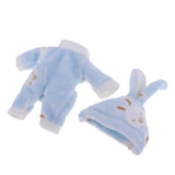 Maxbell Lovely Plush Jumpsuit Hat Suit for 25cm Mellchan Baby Doll Accessories Blue - Aladdin Shoppers