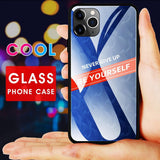 Maxbell Luxury Glass NEVER GIVE UP BE YOURSELF Phone Case for iPhone 11 5.8inch - Aladdin Shoppers