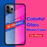 Maxbell Luxury Glass NEVER GIVE UP BE YOURSELF Phone Case for iPhone 11 6.5inch - Aladdin Shoppers