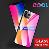 Maxbell Luxury Glass NEVER GIVE UP BE YOURSELF Phone Case for iPhone 11 6.5inch - Aladdin Shoppers