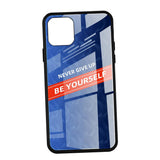 Maxbell Luxury Glass NEVER GIVE UP BE YOURSELF Phone Case for iPhone 11 Blue 6.5inch - Aladdin Shoppers