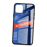 Maxbell Luxury Glass NEVER GIVE UP BE YOURSELF Phone Case for iPhone 11 Blue 6.5inch - Aladdin Shoppers