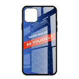 Maxbell Luxury Glass NEVER GIVE UP BE YOURSELF Phone Case for iPhone 11 Blue 6.5inch - Aladdin Shoppers