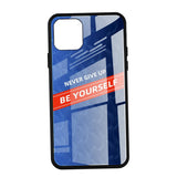 Maxbell Luxury Glass NEVER GIVE UP BE YOURSELF Phone Case for iPhone 11 Blue 6.5inch - Aladdin Shoppers