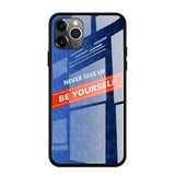 Maxbell Luxury Glass NEVER GIVE UP BE YOURSELF Phone Case for iPhone 11 Blue 6.5inch - Aladdin Shoppers