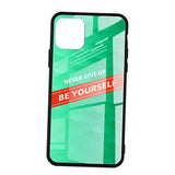 Maxbell Luxury Glass NEVER GIVE UP BE YOURSELF Phone Cover for iPhone 11 6.1inch - Aladdin Shoppers