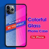 Maxbell Luxury Glass NEVER GIVE UP BE YOURSELF Phone Cover for iPhone 11 6.5inch - Aladdin Shoppers