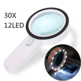 Maxbell Magnification 30X Round Lens Handheld Magnifier Glass White - Aladdin Shoppers