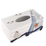 Maxbell Mediterranean Vintage Creative Tissue Box Wooden Sea Shell Tissue Holder C - Aladdin Shoppers