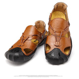 Maxbell Men Breathable Faux Leather Outdoor Non-Slip Beach Shoes Slippers 44 Brown - Aladdin Shoppers