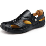 Maxbell Men Breathable Faux Leather Outdoor Non-Slip Beach Shoes Slippers 45 Black - Aladdin Shoppers