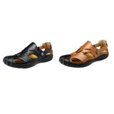 Maxbell Men Breathable Faux Leather Outdoor Non-Slip Beach Shoes Slippers 45 Black - Aladdin Shoppers