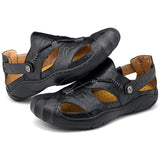 Maxbell Men Breathable Faux Leather Outdoor Non-Slip Beach Shoes Slippers 45 Black - Aladdin Shoppers