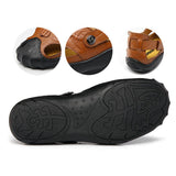 Maxbell Men Breathable Faux Leather Outdoor Non-Slip Beach Shoes Slippers 45 Brown - Aladdin Shoppers