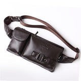 Maxbell Men Leather Pack Pocket Travel Waist Belt Bag Cell Phone Pouch Bag Coffee - Aladdin Shoppers
