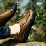 Maxbell Men Outdoor Casual Non Slip Lowtop Leather Shoes 42 Khaki - Aladdin Shoppers