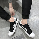 Maxbell Men's Canvas Shoes Low Cut Sneakers Lace Up Breathable Flat Shoes Black41 - Aladdin Shoppers