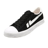 Maxbell Men's Canvas Shoes Low Cut Sneakers Lace Up Breathable Flat Shoes Black41 - Aladdin Shoppers