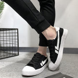 Maxbell Men's Canvas Shoes Low Cut Sneakers Lace Up Breathable Flat Shoes Black41 - Aladdin Shoppers