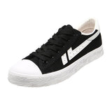 Maxbell Men's Canvas Shoes Low Cut Sneakers Lace Up Breathable Flat Shoes Black41 - Aladdin Shoppers