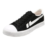 Maxbell Men's Canvas Shoes Low Cut Sneakers Lace Up Breathable Flat Shoes Black41 - Aladdin Shoppers