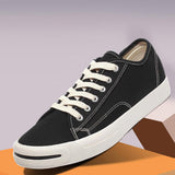 Maxbell Mens Canvas Shoes Sneakers Low Cut Lace Up Casual Walking Shoes Flats 42 Black - Aladdin Shoppers