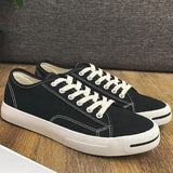 Maxbell Mens Canvas Shoes Sneakers Low Cut Lace Up Casual Walking Shoes Flats 43 Black - Aladdin Shoppers