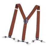 Maxbell Mens Y-Back Adjustable Elastic Suspenders 6 Clip-on Braces Belt Brown - Aladdin Shoppers