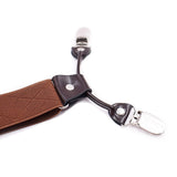 Maxbell Mens Y-Back Adjustable Elastic Suspenders 6 Clip-on Braces Belt Brown - Aladdin Shoppers