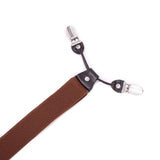 Maxbell Mens Y-Back Adjustable Elastic Suspenders 6 Clip-on Braces Belt Brown - Aladdin Shoppers