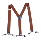 Maxbell Mens Y-Back Adjustable Elastic Suspenders 6 Clip-on Braces Belt Brown - Aladdin Shoppers