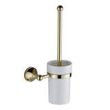 Maxbell Metal Antique Gold Brass Bathroom Toilet Brush Holder Brush with Ceramic Cup - Aladdin Shoppers