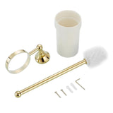 Maxbell Metal Antique Gold Brass Bathroom Toilet Brush Holder Brush with Ceramic Cup - Aladdin Shoppers