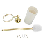 Maxbell Metal Antique Gold Brass Bathroom Toilet Brush Holder Brush with Ceramic Cup - Aladdin Shoppers