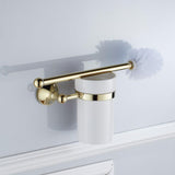 Maxbell Metal Antique Gold Brass Bathroom Toilet Brush Holder Brush with Ceramic Cup - Aladdin Shoppers