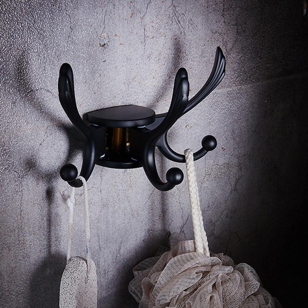 Maxbell Metal Bathroom Wall Mounted Hooks Towels Hanger Wall Organiser Decor Black B - Aladdin Shoppers