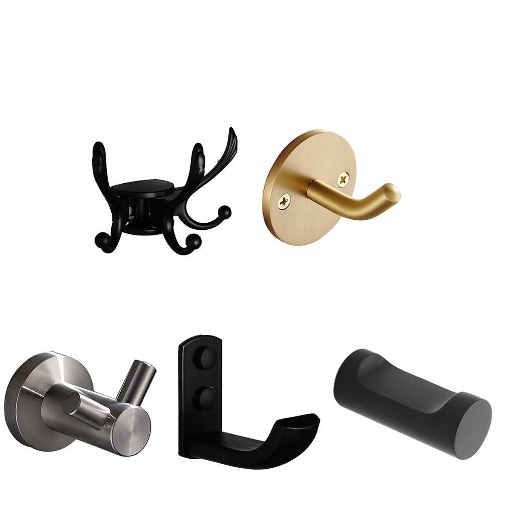 Maxbell Metal Bathroom Wall Mounted Hooks Towels Hanger Wall Organiser Decor Golden - Aladdin Shoppers