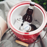 Maxbell Metal Double Wall Layered Ice Champagne Bucket, Wine Cooler with Lid Red - Aladdin Shoppers