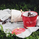 Maxbell Metal Double Wall Layered Ice Champagne Bucket, Wine Cooler with Lid Red - Aladdin Shoppers