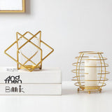 Maxbell Metal Wire Golden Candle Cup Holder for Living Room Decor Photo Prop Sqare - Aladdin Shoppers